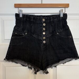 MARISSA WEBB Emmaline Button Fly Vintage Black Denim Shorts size 26